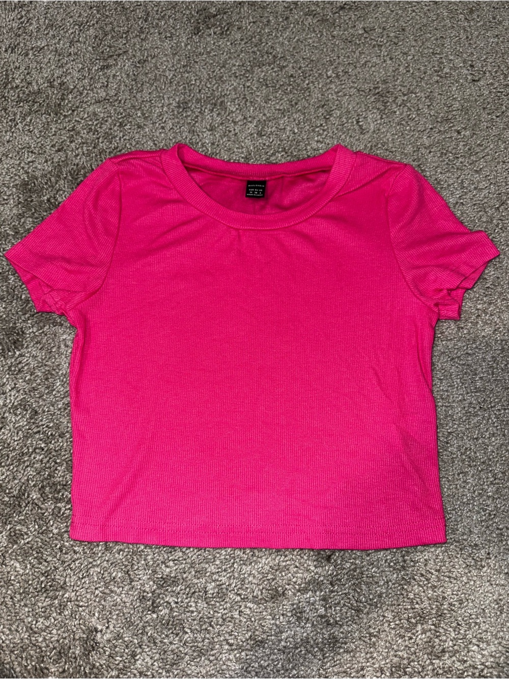 Hot Pink Ribbed Short Sleeve Women’s Tee